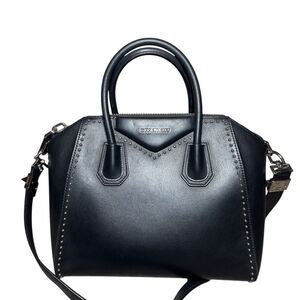 GIVENCHY Black Leather Studded Antigona 2way Small Boston Doctor Bag Satchel